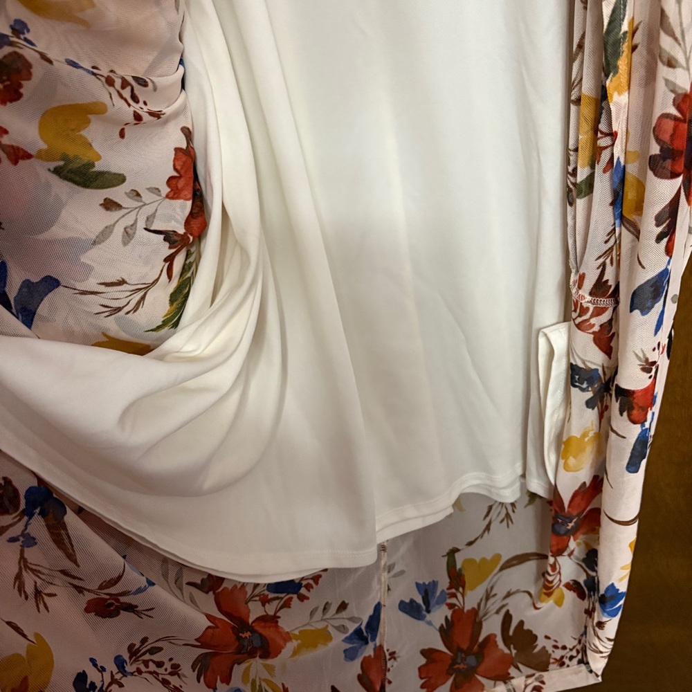 IMAN Global Knit Mesh Ivory Dress w/ Draped Skirt - SIxe: XL - NIP - Picture 14 of 16